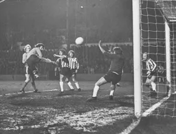 Jimmy Husband heads in the only goal of the game