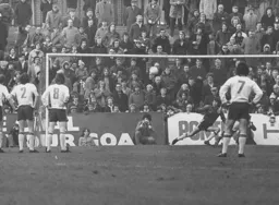 Gerry Gow's City penalty is about to shave the crossbar