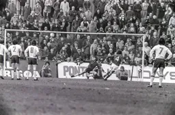 Keith Barber can do nothing to save the spot kick