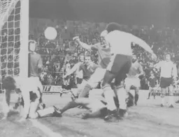 Ricky Hill heads towards goal