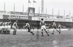 John Aston blasts in a free-kick