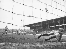 Paul Futcher sees his spot-kick saved by former Hatter Alan Ross