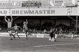 Ron Futcher celebrates his goal
