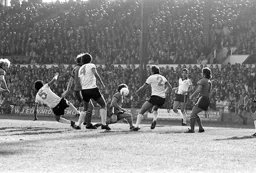Phil Boersma gets his head to the ball
