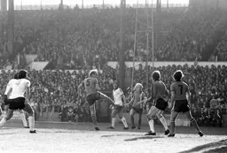 Reverse angle of John Faulkner scoring the only goal of the game