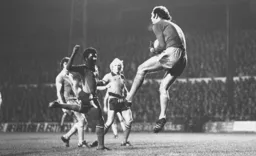 Ricky Hill puts pressure on City goalkeeper Joe Corrigan