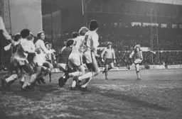 Steve Buckley can't find a way through from an indirect free-kick