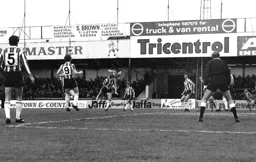 Phil Boersma heads for goal