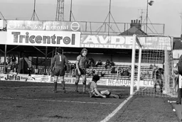 Phil Boersma on the floor after scoring his second
