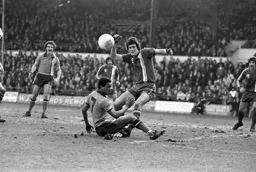 Brian Stein in with a sharp tackle