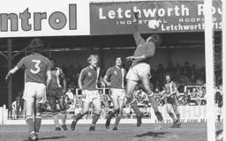 David Moss's header is goalbound