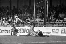 Bob Hatton leaves the City defender on the ground