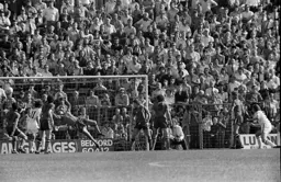 Milija Aleksic flying across his goal