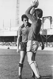 David Moss challenges the keeper