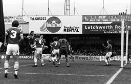 Chris Turner’s header on its way towards goal
