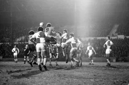 Steve Taylor high above the Rovers defence