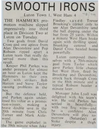 Match Report: West Ham United vs Luton Town FC (9th Apr 1979)