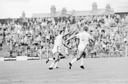 David Moss celebrates his free kick equaliser