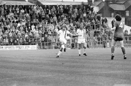 Alan West sends a free kick towards the box