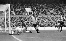 Mike Saxby celebrates his goal