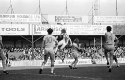 Mike Saxby makes sure he gets to the ball in the North End box