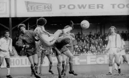 Mike Saxby about to come down with a bump