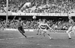 Ricky Hill races into the box