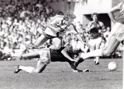 Raddy Antic, on his debut, falls as he lays off the ball