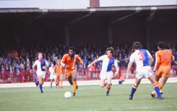 Ricky Hill tries to get the Luton attack moving