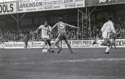 Ricky Hill takes on the Cardiff defender