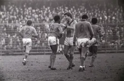 Godfrey Ingram gets congratulated after scoring Town's second