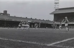 David Moss fires at the Leicester wall