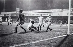 Ricky Hill’s effort hits the woodwork