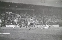 David Moss hammers in a shot