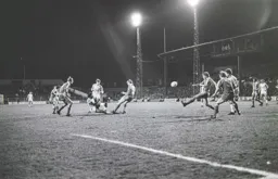 Ricky Hill still gets a shot away whilst on the floor