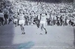 David Moss and Lil Fuccillo celebrating at the end of the match