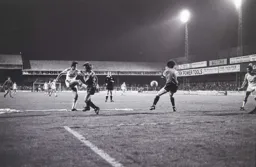 Raddy Antic hammers the ball at a Rangers defender