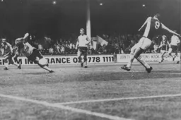 Kirk Stephens is unable to stop Peter Withe scoring Villa`s second goal