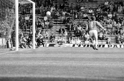 Mal Donaghy watches the ball flash into the net
