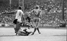 Brian Stein appears to be taken out by the keeper