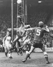 The Forest keeper punches the ball away