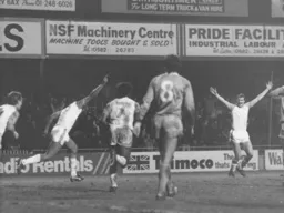 Brian Stein runs away to celebrate Town`s second goal