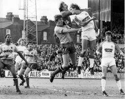 Paul Walsh loses out in the aerial duel