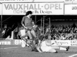 Paul Walsh cannot get on the end of a cross