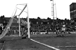 Paul Walsh watches the ball hit the net only to be given offside