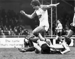 A sliding tackle stops Raddy Antic in his tracks