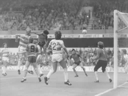 Paul Elliott heads the only goal of the game