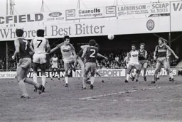 Trevor Aylott heads for goal