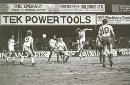 Mal Donaghy heads for goal