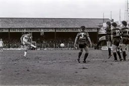 Brian Horton’s free kick on its way into the Rangers wall